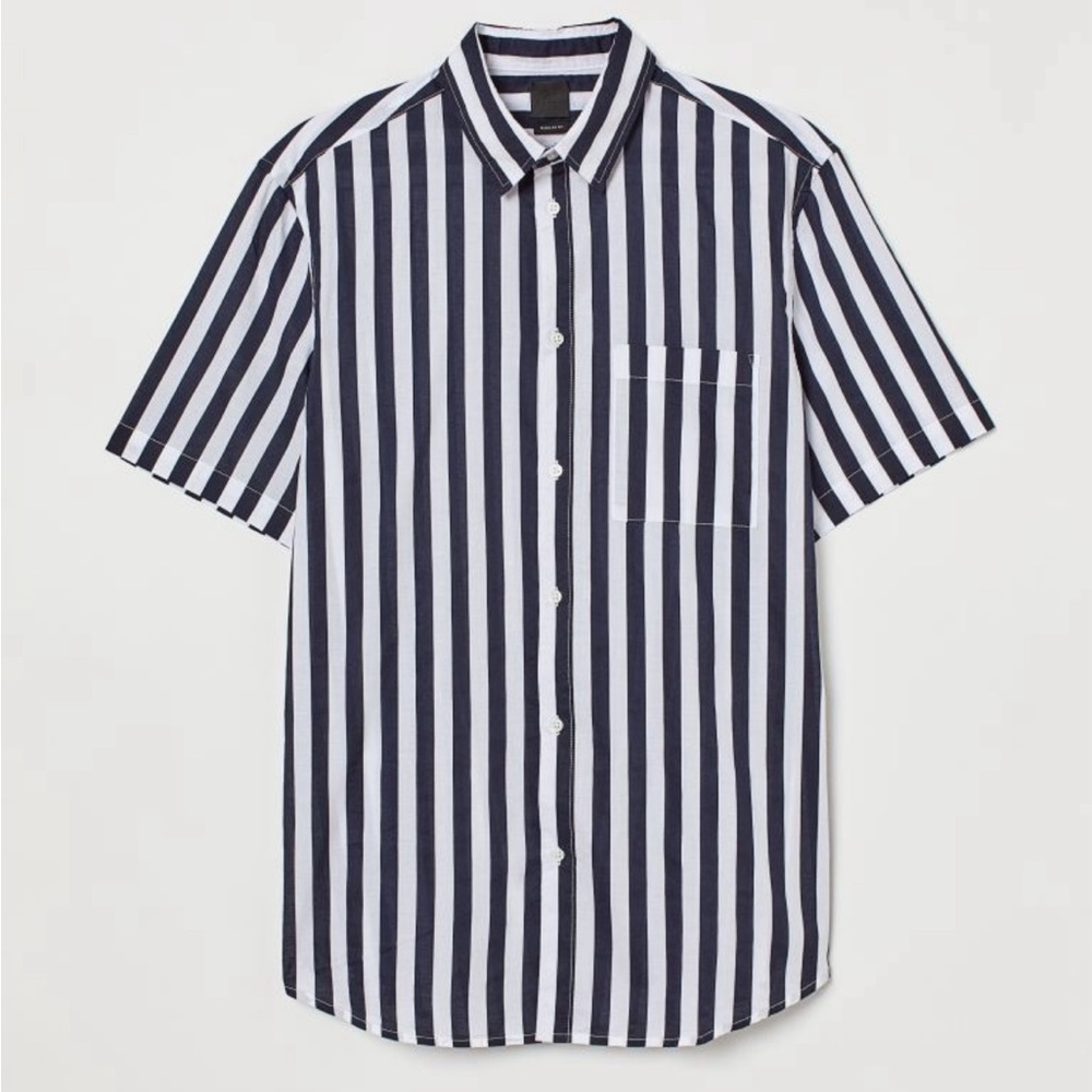 H&M Short Sleeve Striped Button Up